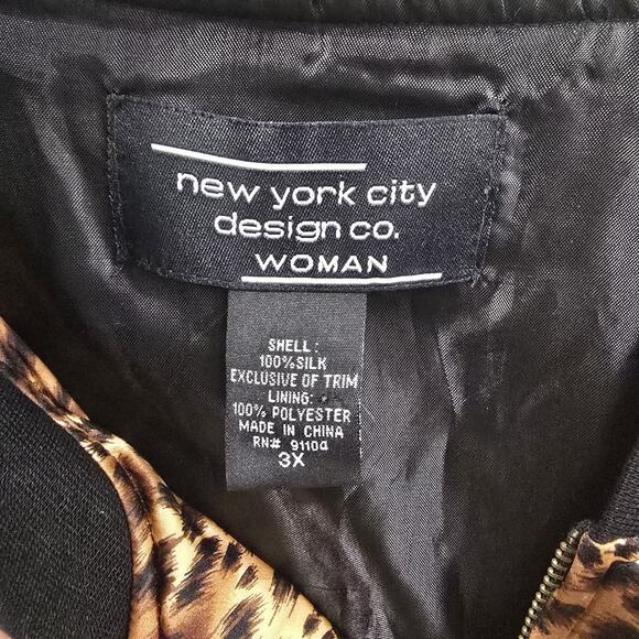 Women’s Leopard Print Bomber Jacket Zip Up Animal Print Coat Size 3XL Silk - Picture 12 of 12